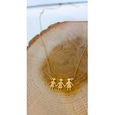 Κολιέ Σε Κίτρινο Χρυσό 14Κ 3 Κορίτσια (N228)